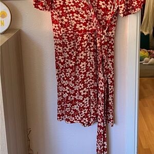 Madewell Red Floral Wrap Romper